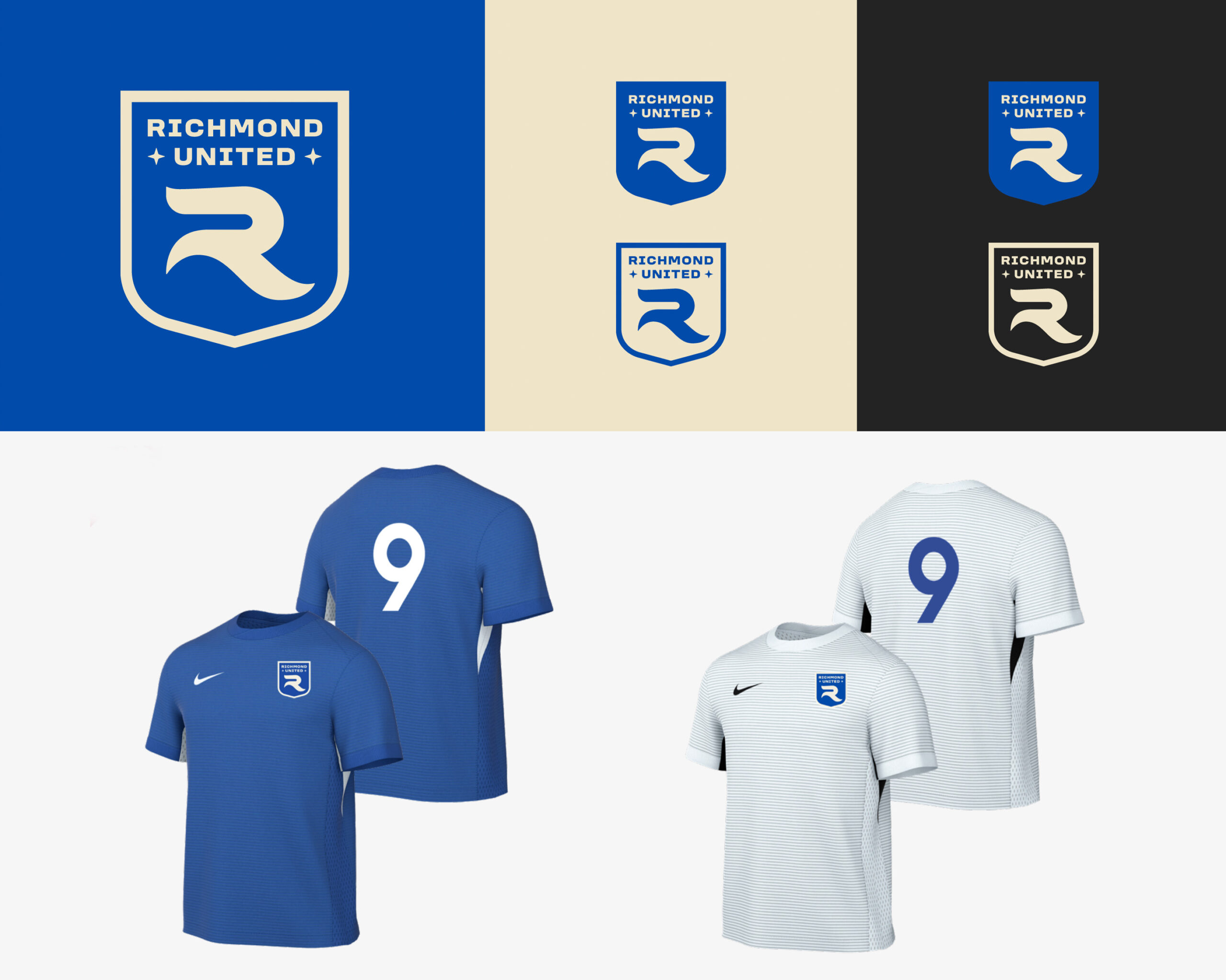 Richmond United logo and jerseys